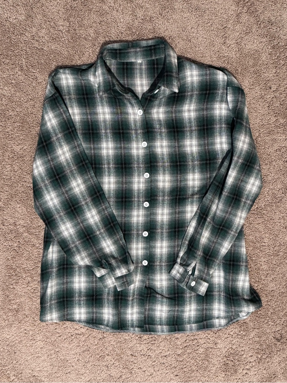 Men's Green Plaid Flannel Button-Up Shirt